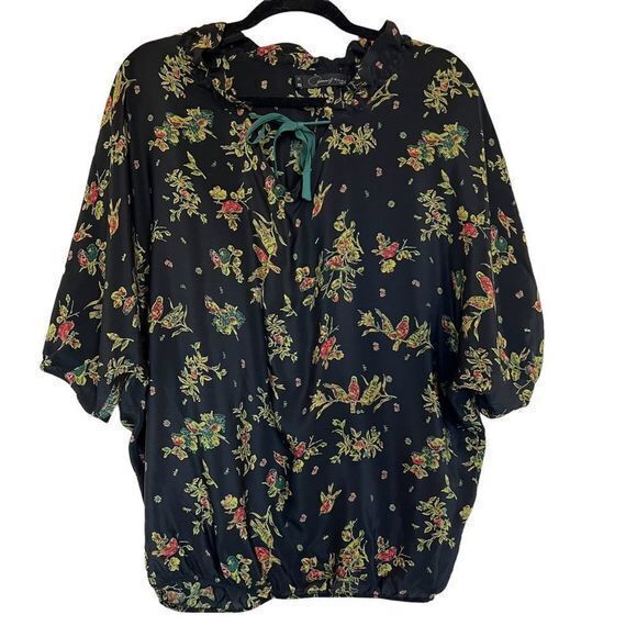 Patterson J. Kincaid 100% Silk Bird Print Top - Picture 1 of 12